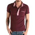 Contraste Equipado de Alta Qualidade Moda Masculina Camisa Polo T